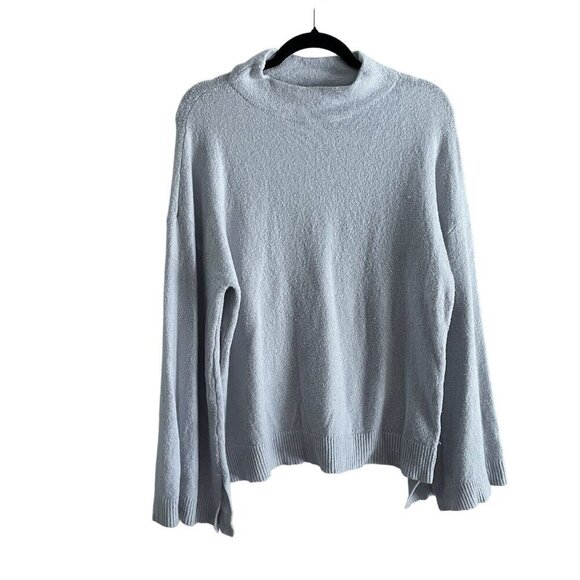 Nordstrom BP Wmn L Gray Mock Neck Flared Long Sleeve Wool Blend Pullover Sweater - Picture 1 of 8